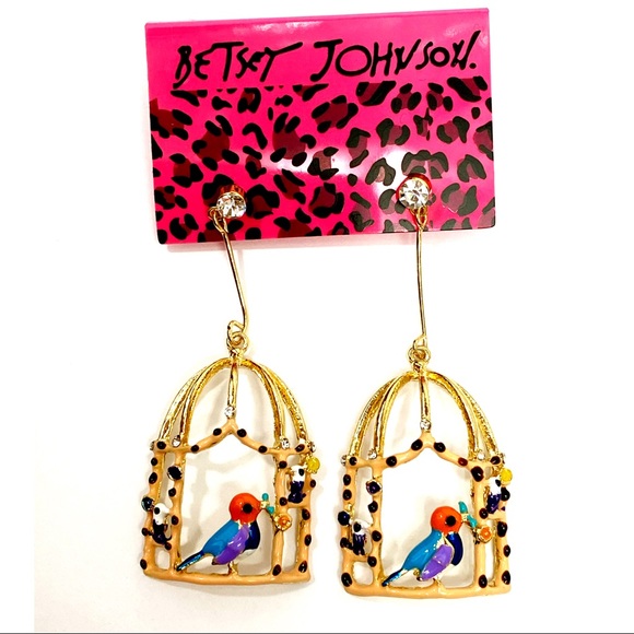 Betsey Johnson Jewelry - BETSEY JOHNSON Rare Rhinestone Bird cage Earring